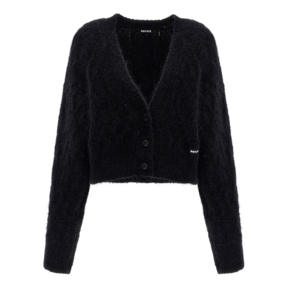 ROTATE BIRGER CHRISTENSEN Black Alpaca Leather Women's Cardigan